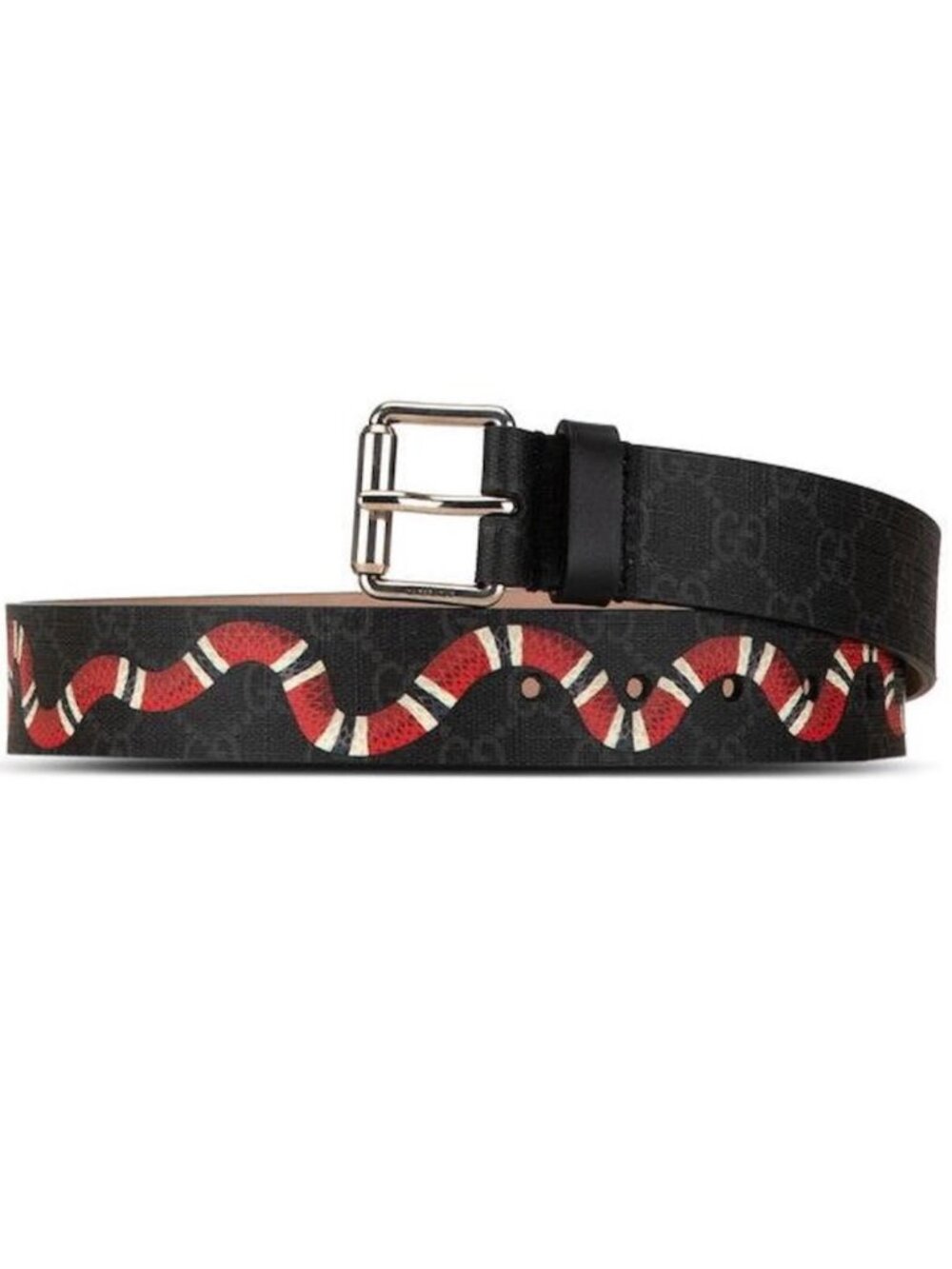 Gucci Men’s GG Supreme Kingsnake Print Monogram W35mm Belt Black 80cm 434520